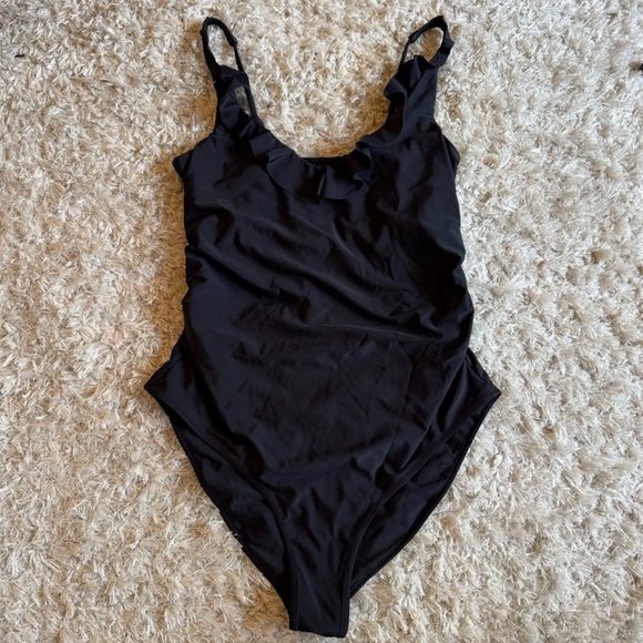 Black Ruffle Maternity Top - Picture 5 of 5